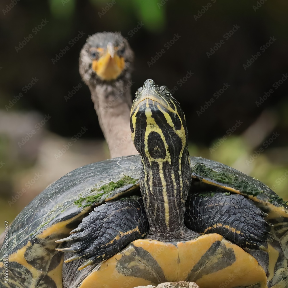Turtle and Cormorant Silver River Springs State Park Ocala Marion County Florida Turtle and Cormorant Silver River Springs State Park Ocala Marion County Florida