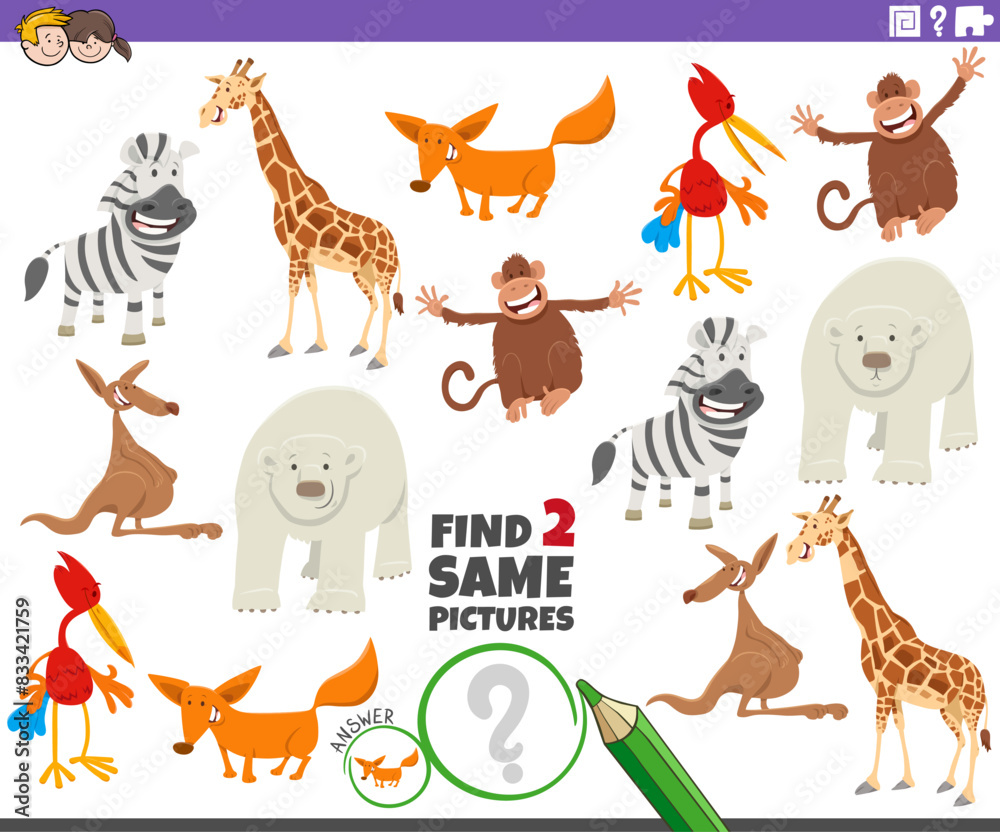 find two same cartoon animal characters game find two same cartoon animal characters game