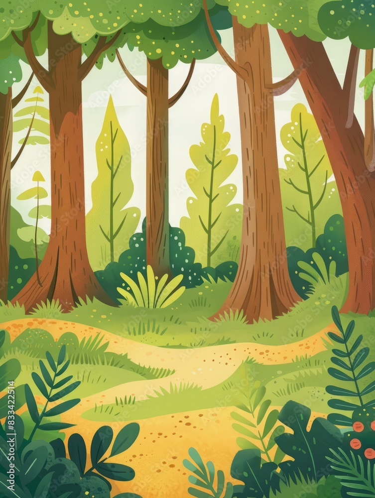 Obraz premium cartoon forest flat illustration.