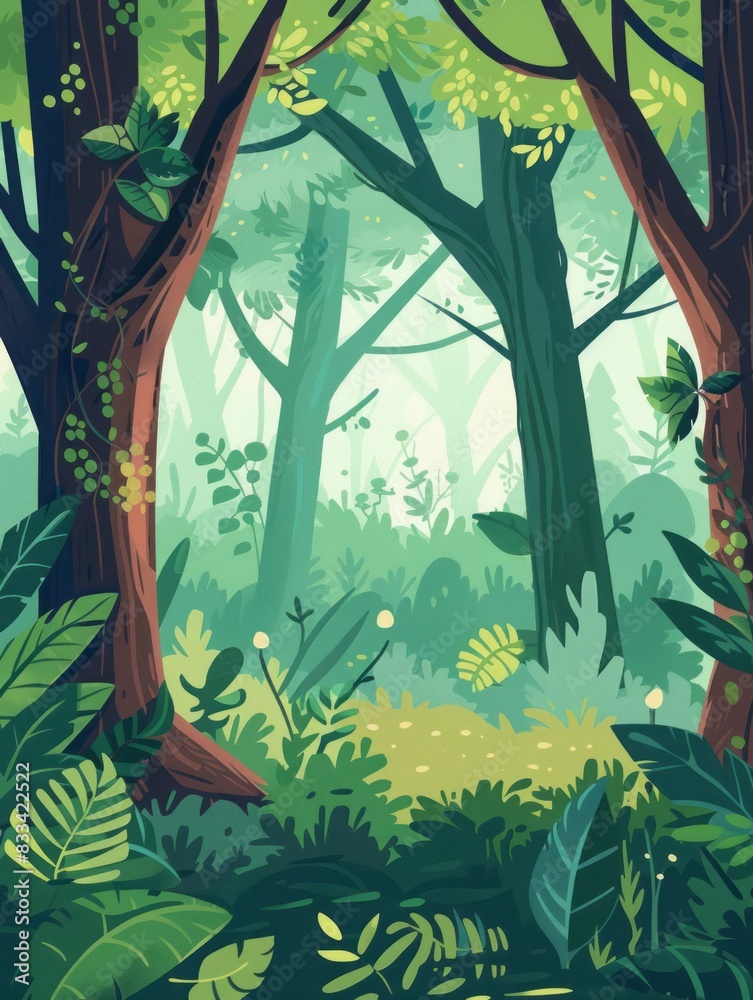 Obraz premium cartoon forest flat illustration.