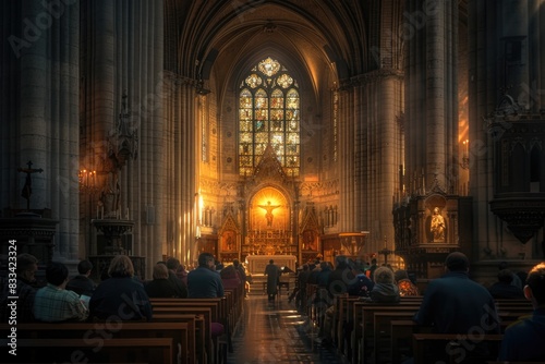 A group of people seated in a church