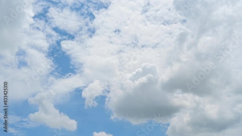 Timelapse of beautiful blue sky and white cloud with 4k resolution. The environment in the natural world.	