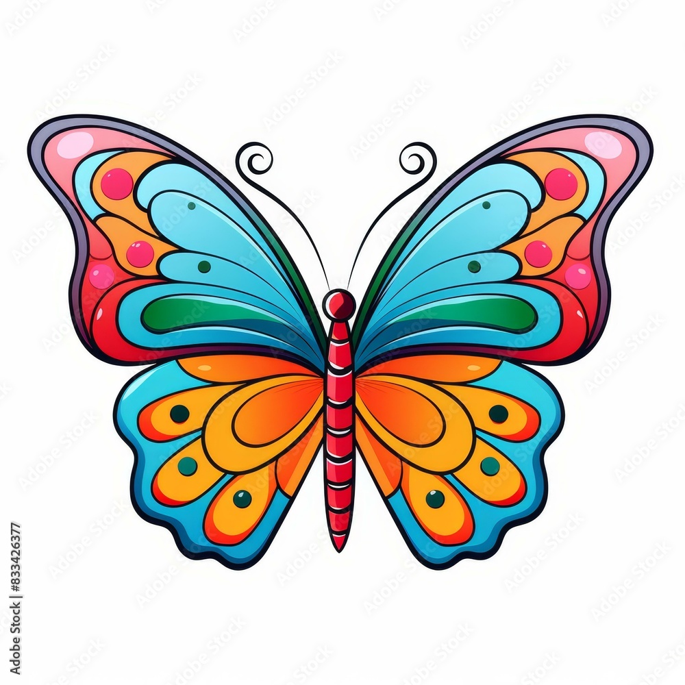 Create a cute and simple cartoon butterfly with vibrant wings flying in the air, perfect for coloring pages. Create a cute and simple cartoon butterfly with vibrant wings flying in the air, perfect for coloring pages.