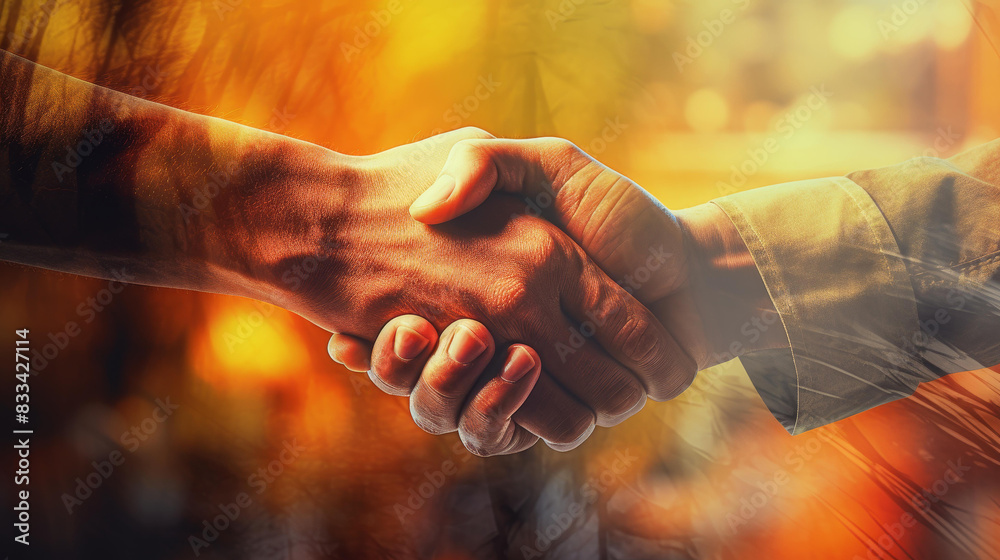 Professional illustration of a business handshake symbolizing partnership and successful deals with a firm grip.