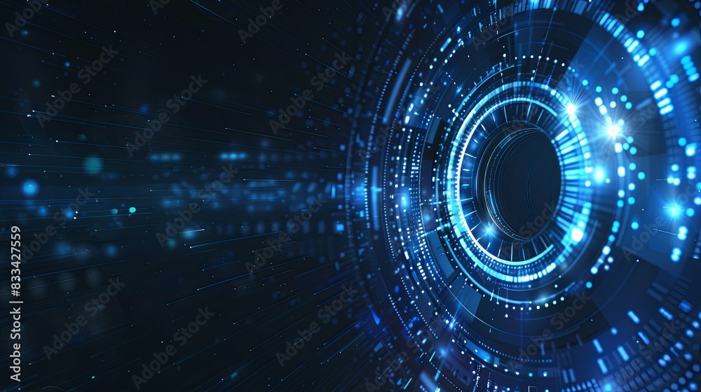 Fototapeta premium Abstract technology speed concept. vector background. Abstract technology circle blue innovation concept on a dark background. Vector illustration