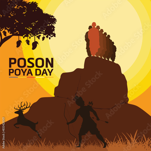 Poson Poya Day. Sri Lanka Poson Day. Mihinthale. EPS10