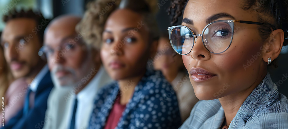 Fototapeta premium closeup of executives in a professional meeting showing focused faces and engaged expressions Macro Photography and RealTime Eye AF highlight the emotions and intensity of the discussion