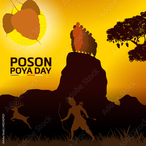 Poson Poya Day. Sri Lanka Poson Day. Mihinthale. EPS10 photo