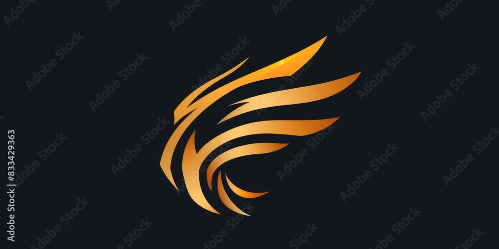 A stylized golden bird logo on a dark background
