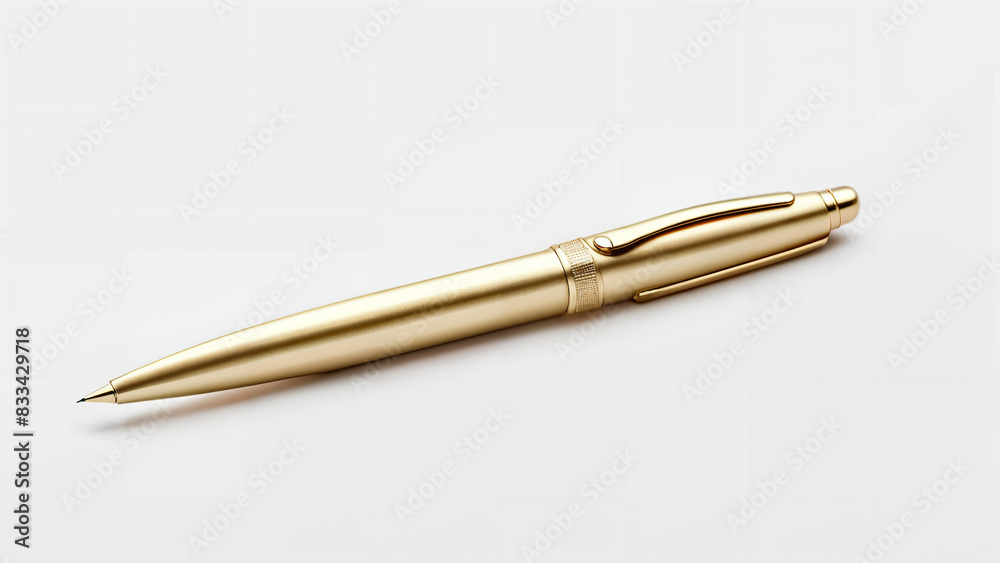 Elegant gold ballpoint pen mockup isolated on white background, close-up Elegant gold ballpoint pen mockup isolated on white background, close-up