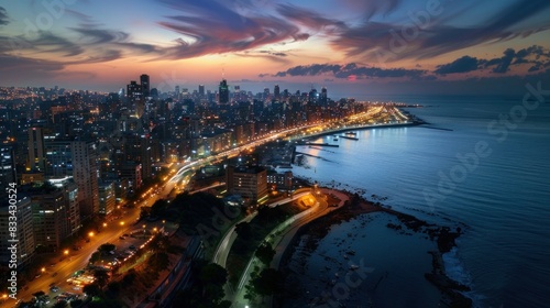 Aerial view of Beirut skyline at night