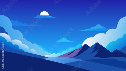 Serene Mountain Landscape at Twilight with Rising Moon