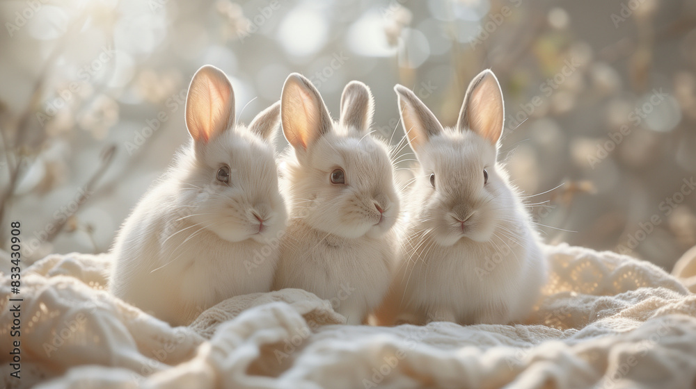 Obraz premium group of white rabbits