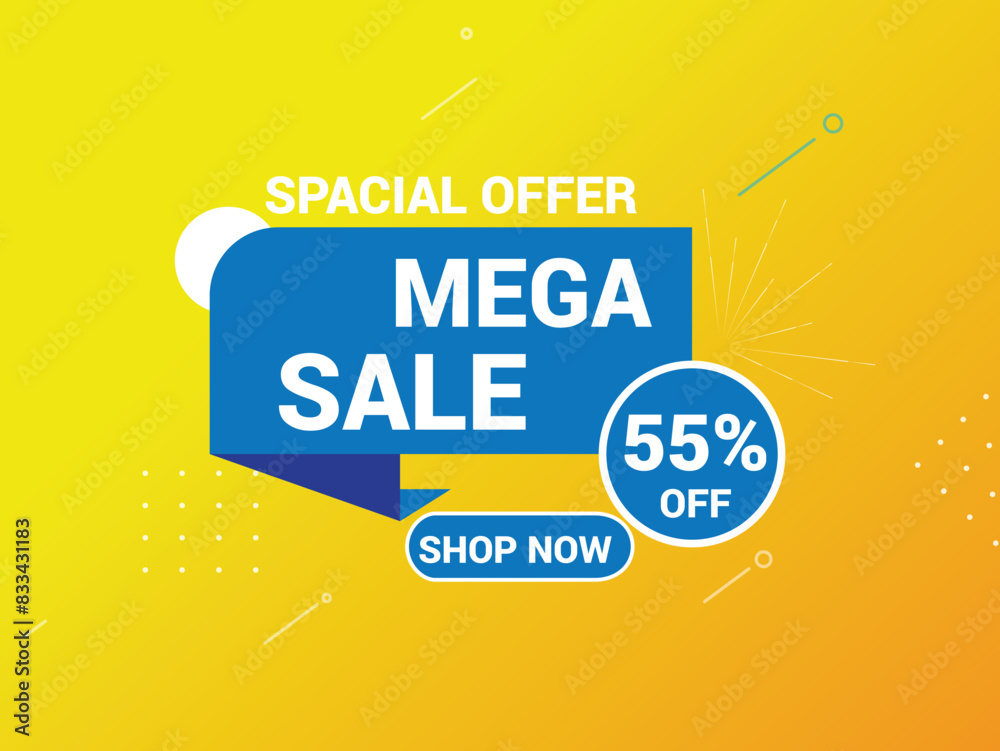 Fototapeta premium Mega Sale Banner Template, Special Offer Banner Design, Editable Text And Vector Illustration.