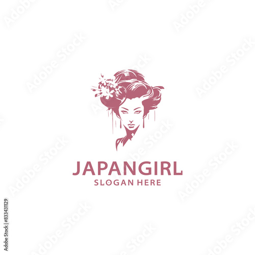 Japanese girl logo vector illustration