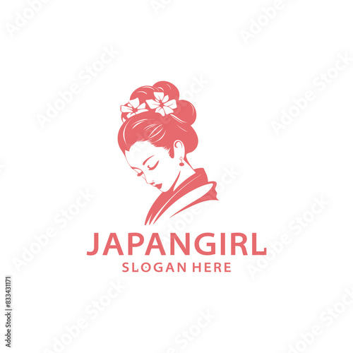 Japanese girl logo vector illustration