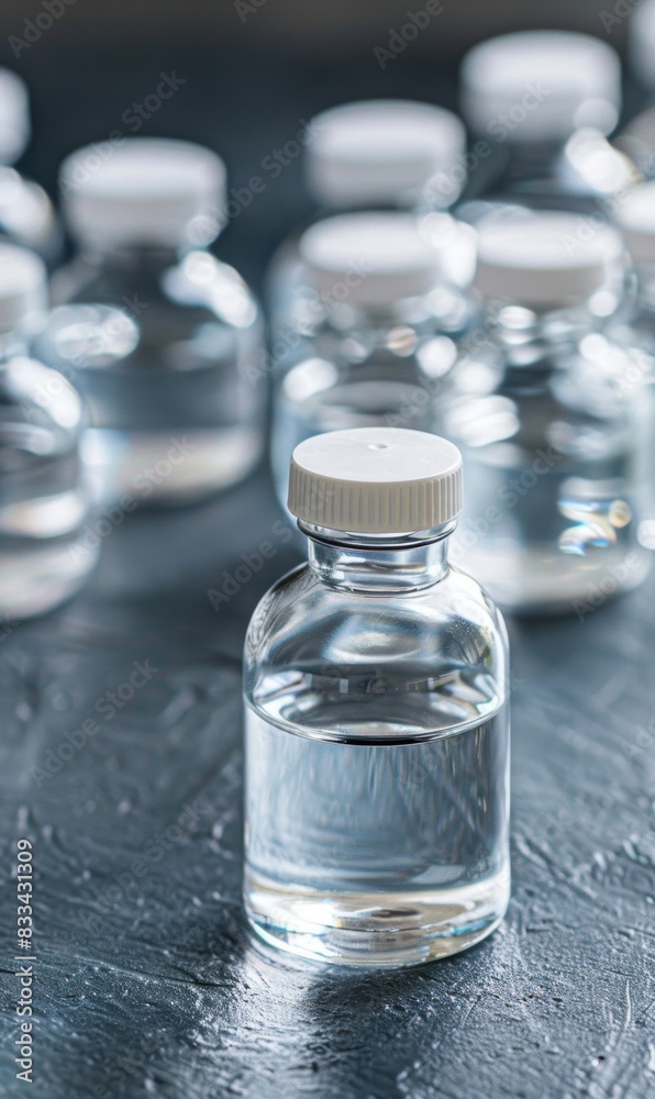 A bottle of glycerin is in sharp focus. By emphasizing clarity and importance among surrounding elements. A bottle of glycerin is in sharp focus. By emphasizing clarity and importance among surrounding elements.