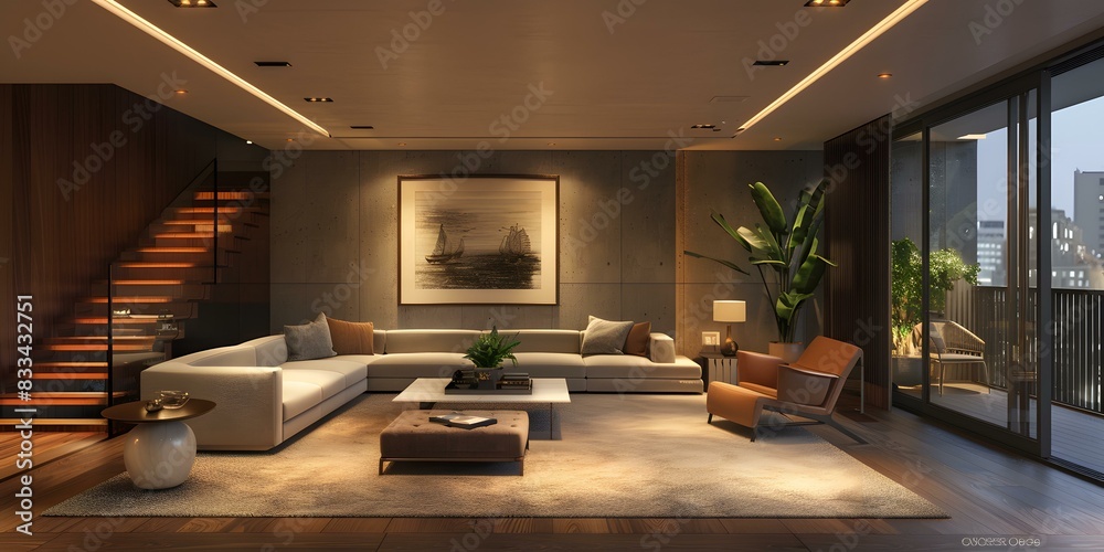 Fototapeta premium Modern minimalist living room