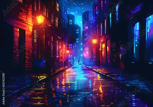 City street in the rain
