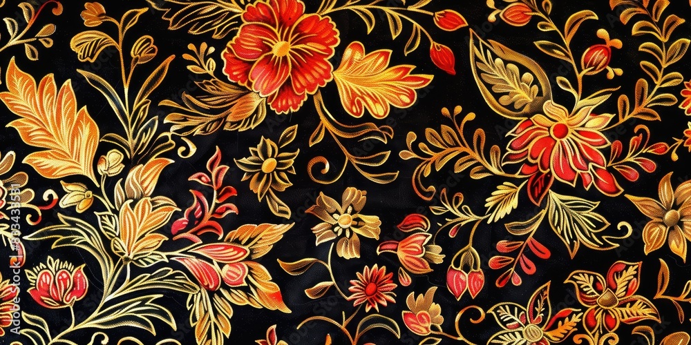 a image of a black background with a floral pattern