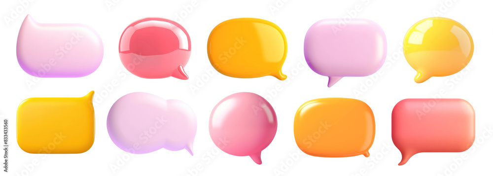 3D speech bubble png element set on transparent background 3D speech bubble png element set on transparent background