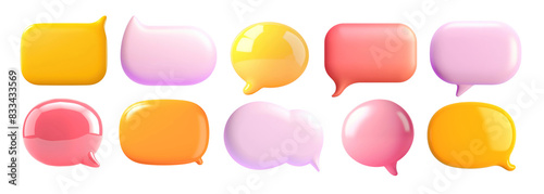 3D speech bubble png element set on transparent background