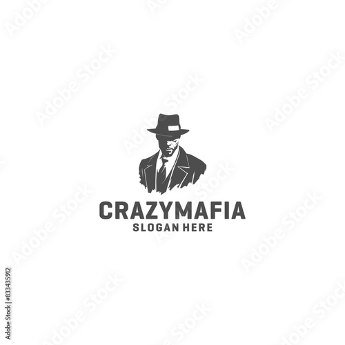 Crazy mafia logo vector illustration