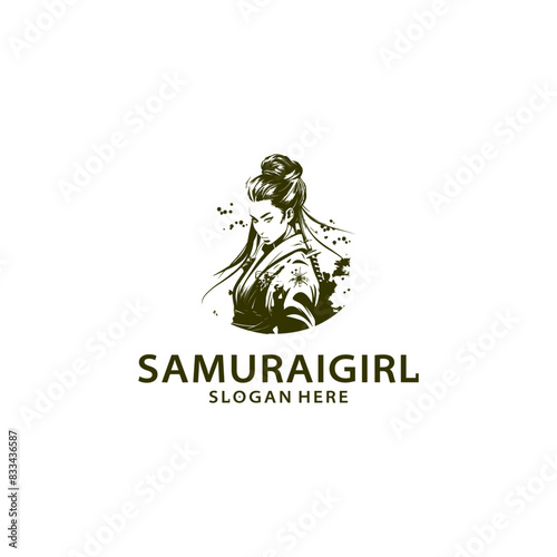 Samurai girl logo vector illustration