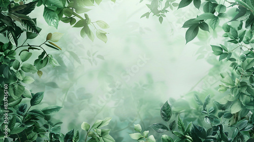 Wallpaper Mural A green background with leaves and branches. The background is a forest with a lot of green foliage Torontodigital.ca