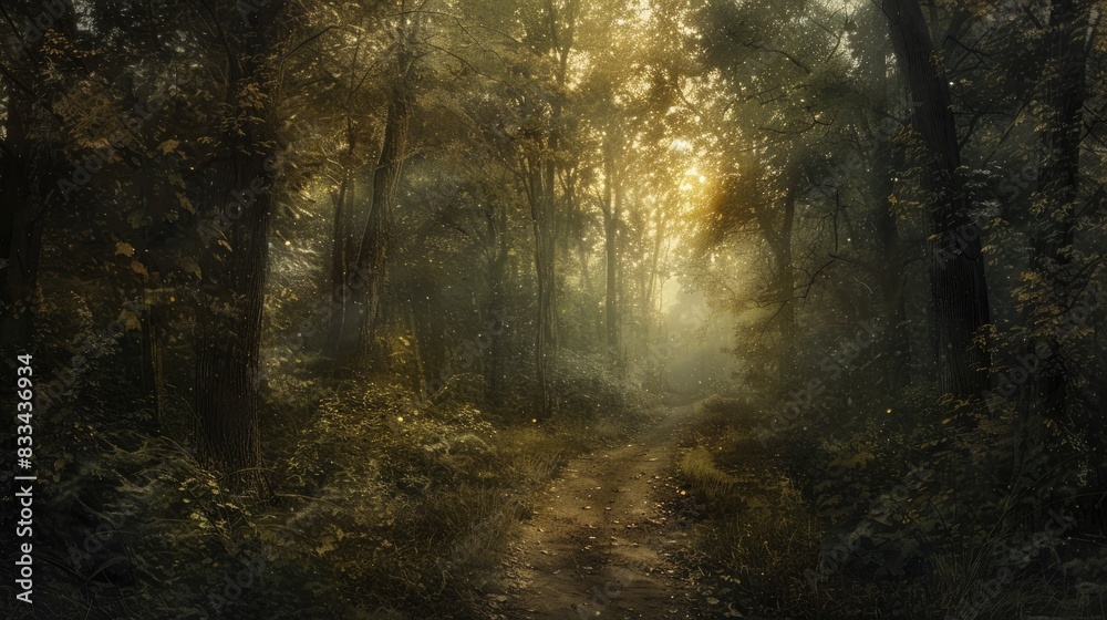 Obraz premium A path in the thick woods