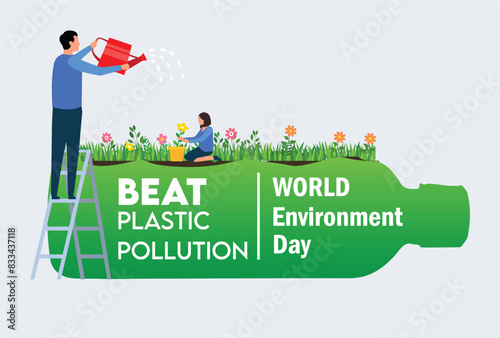 Wallpaper Mural World Environment Day. International Environment day. Beat plastic pollution. Grow plants, save the world. 5th June, environment day. Torontodigital.ca