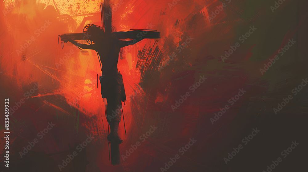 Jesus Christ hanging on a cross in Christian the church, close-up, The ...