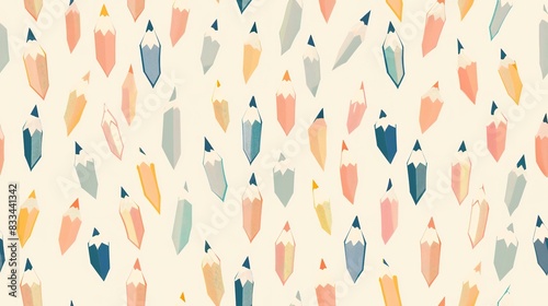 Pencil petals flat design front view pencil theme cartoon drawing Analogous Color Scheme. Seamless Pattern  Fabric Pattern.