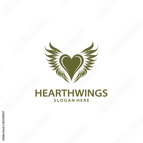 Heart wings logo vector illustration