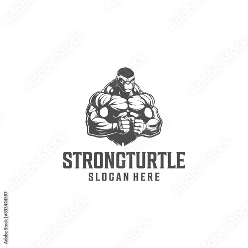 Strong turtle logo vector illustration