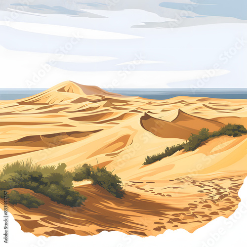 View of the natural reserve of dunes of maspalomas  in gran canaria  canary islands  spain. beautiful view of maspalomas dunes on gran canaria  canary islands  spain isolated on white background  png 