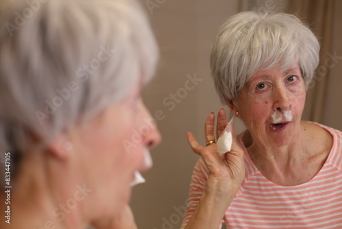 Bilde på lerret Social issues concept of drugs misuse with a mature woman