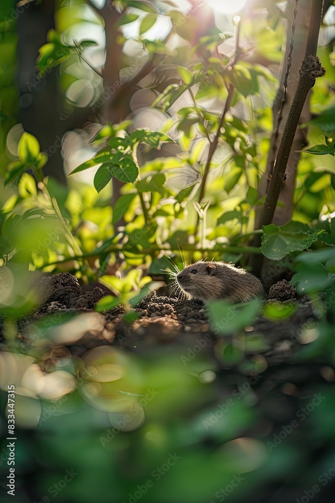 close-up of a mole burrowing. Selective focus close-up of a mole burrowing. Selective focus