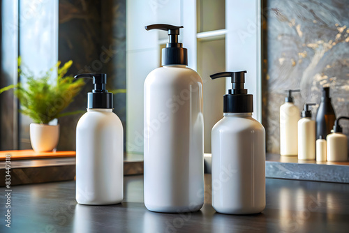 Blank bottle for product mockup template. Lotion shampoo conditioner soap bottles