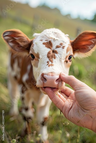 little calf on the farm. Selective focus