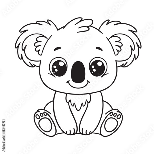 Cute koala sitting cartoon coloring page illustration vector