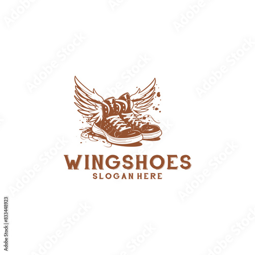 Wing shoes logo vector illustration