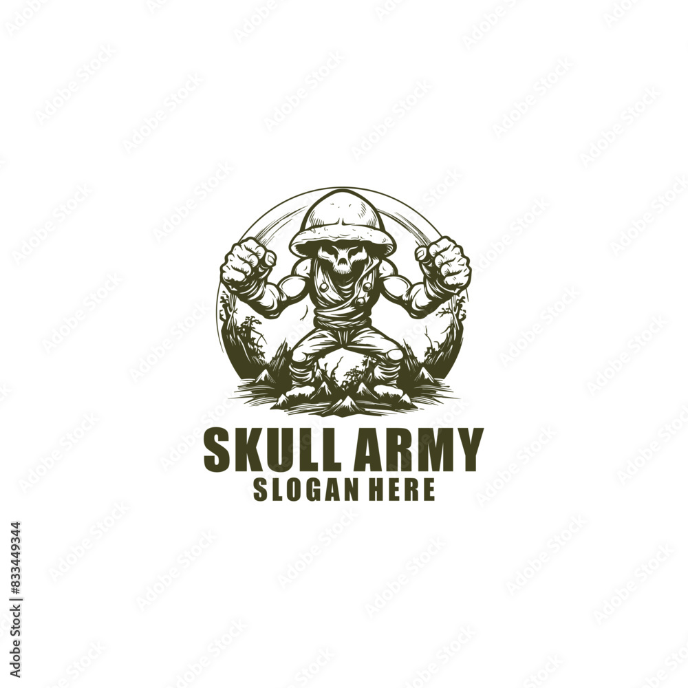 Skull army logo vector illustration