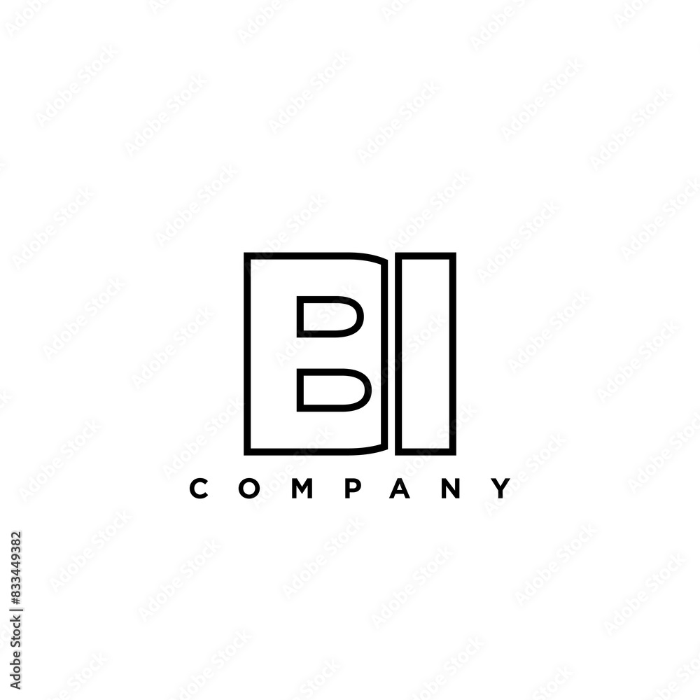 Fototapeta premium Letter B and I, BI logo design template. Minimal monogram initial based logotype.