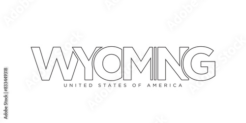 Wyoming, USA typography slogan design. America logo with graphic city lettering for print and web. photo