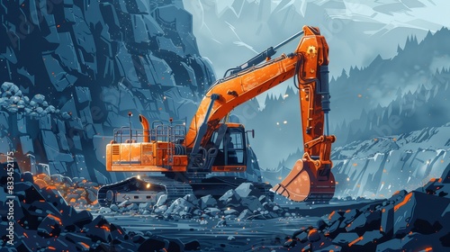 a detailed image of Workers operating heavy machinery, teamwork in action, hd,upscale