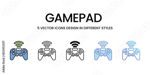 Gamepad icons vector set stock illustration.