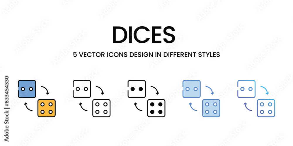 Dices icons vector set stock illustration. Dices icons vector set stock illustration.