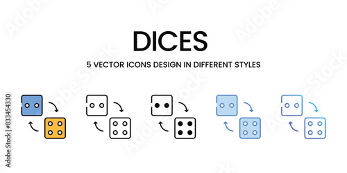 Dices icons vector set stock illustration.
