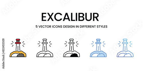 Excalibur icons vector set stock illustration.
